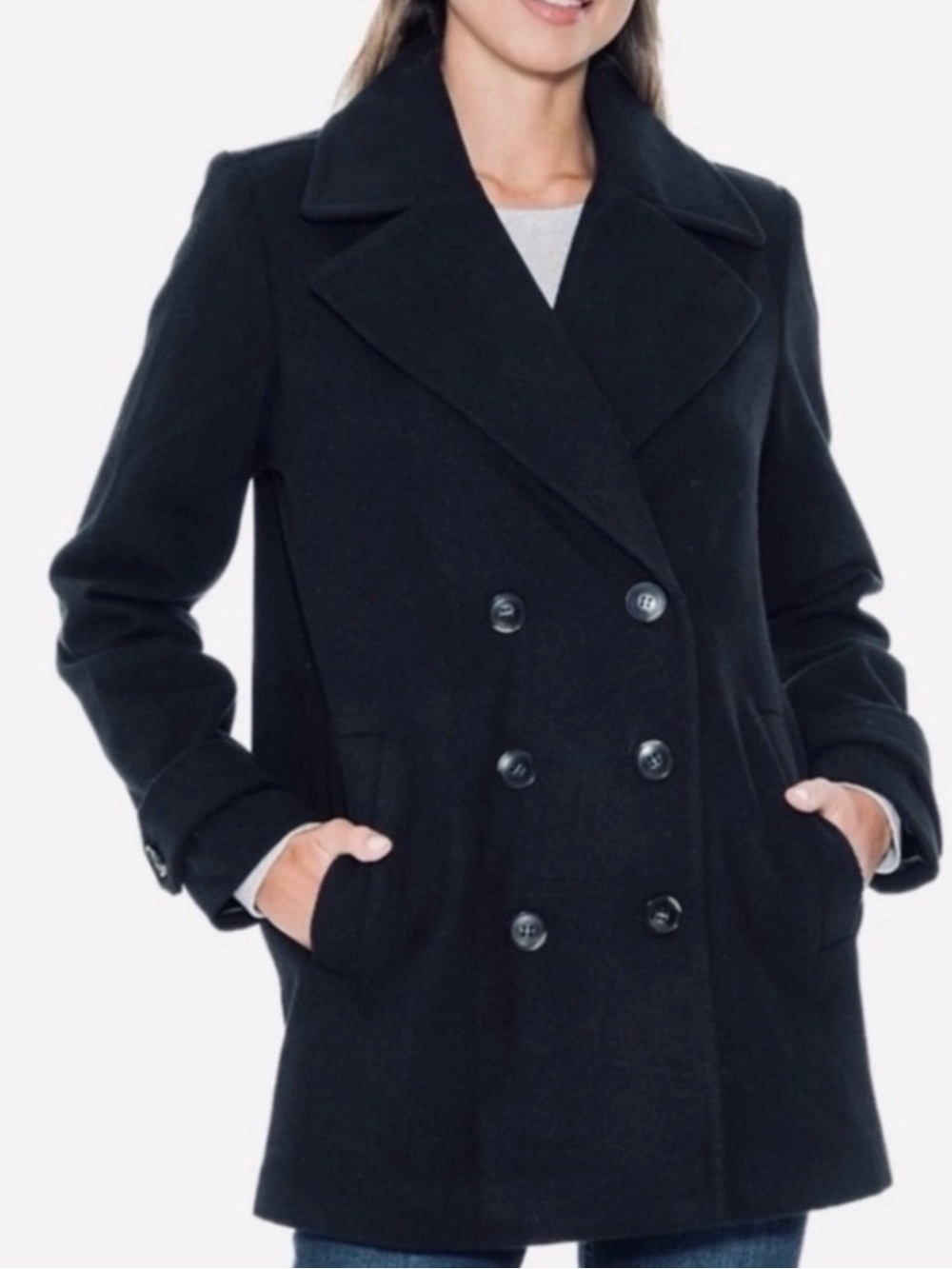 Croft & Barrow XL Black Pea Coat with FREE SCARF(NWT)